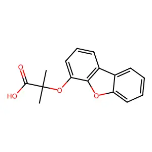 2-(4-Dibenzofuranyloxy)-2-methylpropionic acid structure