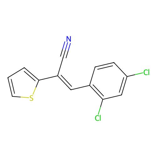 (E)-3-(2,4-dichlorophenyl)-2-thiophen-2-ylprop-2-enenitrile structure