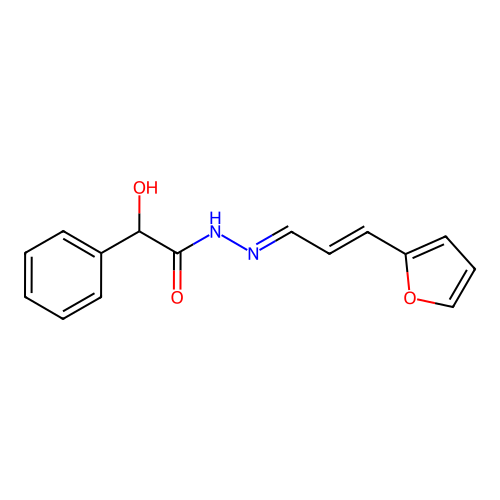 N'-[3-(2-furyl)-2-propen-1-ylidene]-2-hydroxy-2-phenylacetohydrazide structure