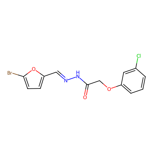 N-[(E)-(5-bromofuran-2-yl)methylideneamino]-2-(3-chlorophenoxy)acetamide structure