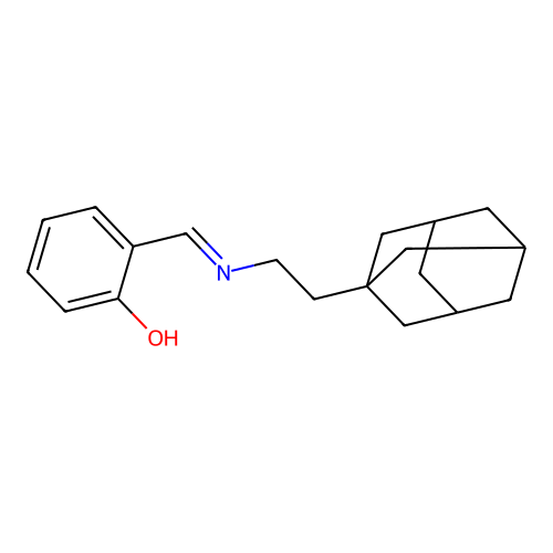 2-((E)-((2-((3r,5r,7r)-adamantan-1-yl)ethyl)imino)methyl)phenol structure
