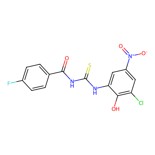 N-[(3-chloro-2-hydroxy-5-nitrophenyl)carbamothioyl]-4-fluorobenzamide structure