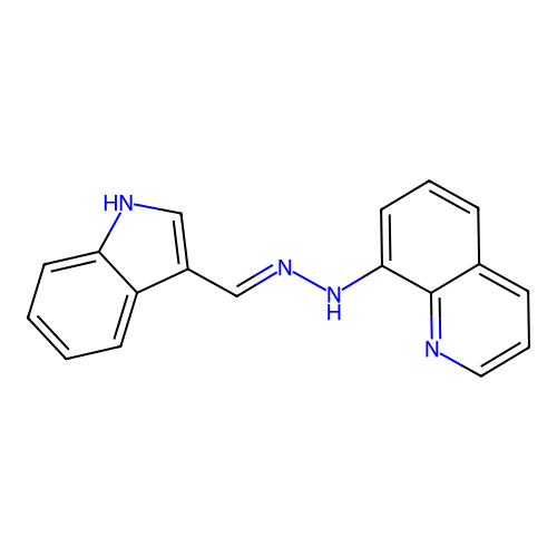 1H-indole-3-carbaldehyde N-(8-quinolinyl)hydrazone structure