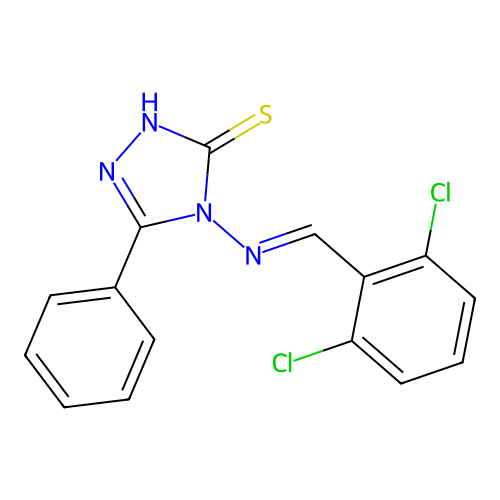 4-((2,6-Dichlorobenzylidene)amino)-5-phenyl-4H-1,2,4-triazole-3-thiol structure