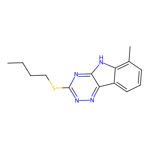 3-butylsulfanyl-6-methyl-5H-[1,2,4]triazino[5,6-b]indole structure