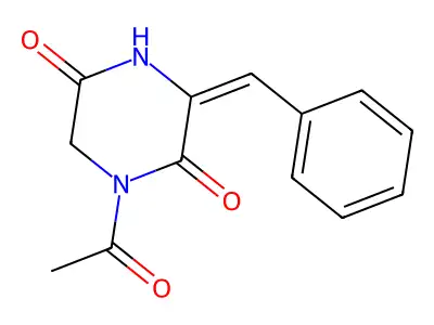 1-Acetyl-3-benzylidene-2,5-piperazinedione structure