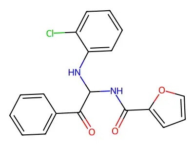 N-[1-(2-chloroanilino)-2-oxo-2-phenylethyl]furan-2-carboxamide structure