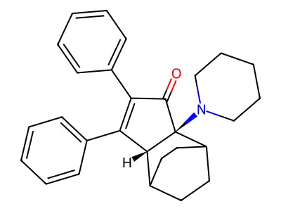 4,7-Ethano-1H-inden-1-one, 3a,4,5,6,7,7a-hexahydro-2,3-diphenyl-7a-(1-piperidinyl)-, cis- structure