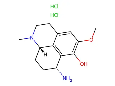 1H-Benzo(de)quinolin-6-ol, 2,3,7,8,9,9a-hexahydro-7-amino-5-methoxy-1-methyl-, dihydrochloride, trans- structure