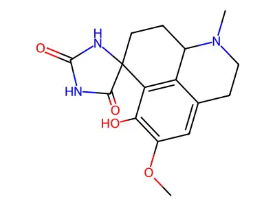 Spiro(7H-benzo(de)quinoline-7,4'-imidazolidine)-2',5'-dione, 1,2,3,8,9,9a-hexahydro-5,6-5-methoxy-1-methyl-, trans- structure
