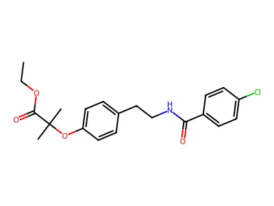 Ethyl 2-[4-[2-[(4-chlorobenzoyl)amino]ethyl]phenoxy]-2-methylpropanoate structure