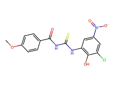 N-[(3-chloro-2-hydroxy-5-nitrophenyl)carbamothioyl]-4-methoxybenzamide structure