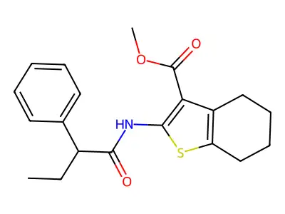 methyl 2-[(2-phenylbutanoyl)amino]-4,5,6,7-tetrahydro-1-benzothiophene-3-carboxylate structure
