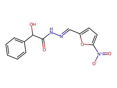 2-hydroxy-N-[(E)-(5-nitrofuran-2-yl)methylideneamino]-2-phenylacetamide structure