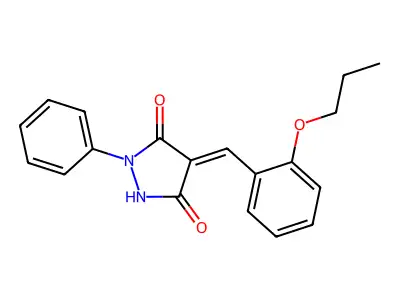 1-Phenyl-4-[(2-propoxyphenyl)methylidene]pyrazolidine-3,5-dione structure