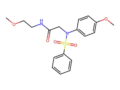 2-[N-(benzenesulfonyl)-4-methoxyanilino]-N-(2-methoxyethyl)acetamide structure