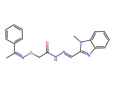 2-[[(1-Phenylethylidene)amino]oxy]acetic acid 2-[(1-methyl-1H-benzimidazol-2-yl)methylene]hydrazide structure