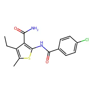 2-[(4-Chlorobenzoyl)amino]-4-ethyl-5-methylthiophene-3-carboxamide structure