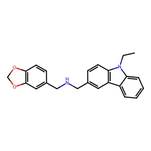 N-(1,3-benzodioxol-5-ylmethyl)-1-(9-ethylcarbazol-3-yl)methanamine structure