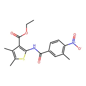 Ethyl 4,5-dimethyl-2-[(3-methyl-4-nitrobenzoyl)amino]thiophene-3-carboxylate structure