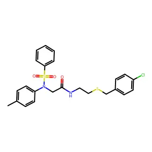 2-[N-(benzenesulfonyl)-4-methylanilino]-N-[2-[(4-chlorophenyl)methylsulfanyl]ethyl]acetamide structure
