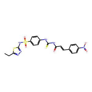 (E)-N-[[4-[(5-ethyl-1,3,4-thiadiazol-2-yl)sulfamoyl]phenyl]carbamothioyl]-3-(4-nitrophenyl)prop-2-enamide structure