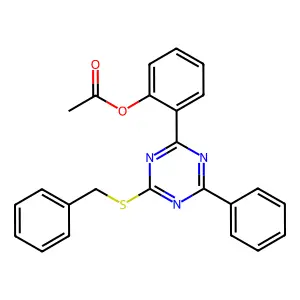 2-(4-(Benzylthio)-6-phenyl-1,3,5-triazin-2-yl)phenyl acetate structure