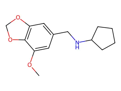 N-[(7-methoxy-1,3-benzodioxol-5-yl)methyl]cyclopentanamine structure