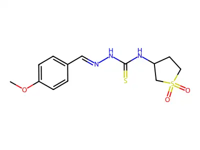 1-(1,1-dioxothiolan-3-yl)-3-[(E)-(4-methoxyphenyl)methylideneamino]thiourea structure