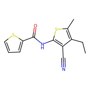 N-(3-cyano-4-ethyl-5-methylthiophen-2-yl)thiophene-2-carboxamide structure