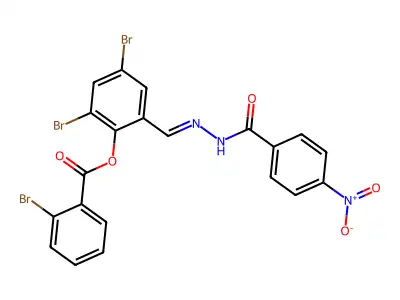 2,4-Dibromo-6-((2-(4-nitrobenzoyl)hydrazono)methyl)phenyl 2-bromobenzoate structure
