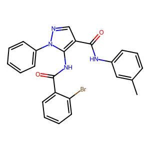 5-[(2-bromobenzoyl)amino]-N-(3-methylphenyl)-1-phenylpyrazole-4-carboxamide structure