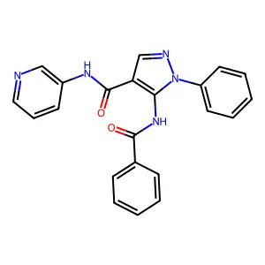 5-benzamido-1-phenyl-N-pyridin-3-ylpyrazole-4-carboxamide structure