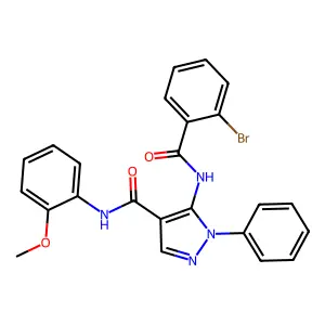 5-[(2-bromobenzoyl)amino]-N-(2-methoxyphenyl)-1-phenylpyrazole-4-carboxamide structure