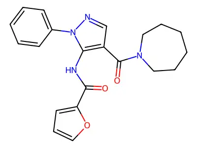 N-[4-(azepane-1-carbonyl)-2-phenylpyrazol-3-yl]furan-2-carboxamide structure