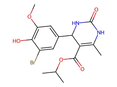 propan-2-yl 4-(3-bromo-4-hydroxy-5-methoxyphenyl)-6-methyl-2-oxo-1,2,3,4-tetrahydropyrimidine-5-carboxylate structure