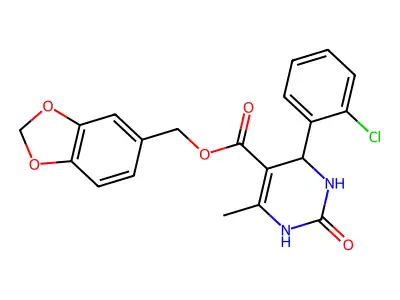1,3-benzodioxol-5-ylmethyl 4-(2-chlorophenyl)-6-methyl-2-oxo-1,2,3,4-tetrahydropyrimidine-5-carboxylate structure