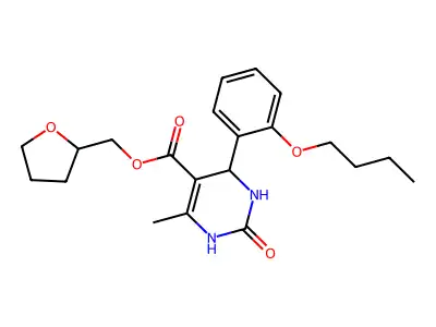 tetrahydrofuran-2-ylmethyl 4-(2-butoxyphenyl)-6-methyl-2-oxo-1,2,3,4-tetrahydropyrimidine-5-carboxylate structure