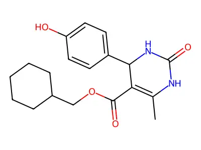 cyclohexylmethyl 4-(4-hydroxyphenyl)-6-methyl-2-oxo-1,2,3,4-tetrahydropyrimidine-5-carboxylate structure