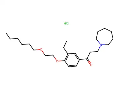 1-Propanone, 1-(3-ethyl-4-(2-(hexyloxy)ethoxy)phenyl)-3-(hexahydro-1H-azepin-1-yl)-, hydrochloride structure