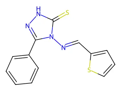 5-phenyl-4-[(2-thienylmethylene)amino]-4H-1,2,4-triazole-3-thiol structure