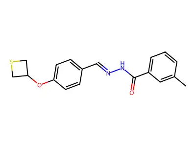 3-methyl-N-[(E)-[4-(thietan-3-yloxy)phenyl]methylideneamino]benzamide structure