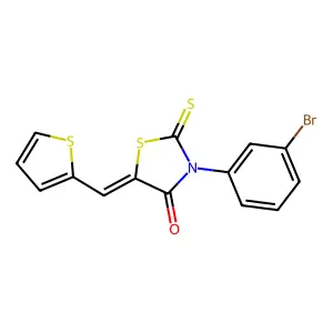 (Z)-3-(3-bromophenyl)-5-(thiophen-2-ylmethylene)-2-thioxothiazolidin-4-one structure