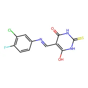5-{[(3-CHLORO-4-FLUOROPHENYL)AMINO]METHYLIDENE}-2-SULFANYLIDENE-1,3-DIAZINANE-4,6-DIONE structure
