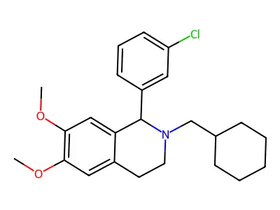 1-(3-chlorophenyl)-2-(cyclohexylmethyl)-6,7-dimethoxy-3,4-dihydro-1H-isoquinoline structure