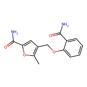 4-[(2-Carbamoylphenoxy)methyl]-5-methylfuran-2-carboxamide structure