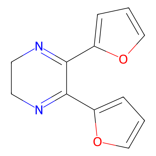 Pyrazine, 2,3-di(2-furyl)-5,6-dihydro- structure
