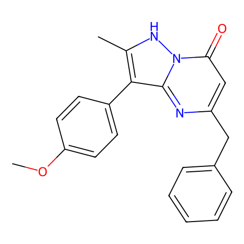 5-benzyl-3-(4-methoxyphenyl)-2-methylpyrazolo[1,5-a]pyrimidin-7(4H)-one structure