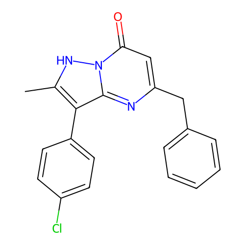 5-benzyl-3-(4-chlorophenyl)-2-methylpyrazolo[1,5-a]pyrimidin-7(4H)-one structure