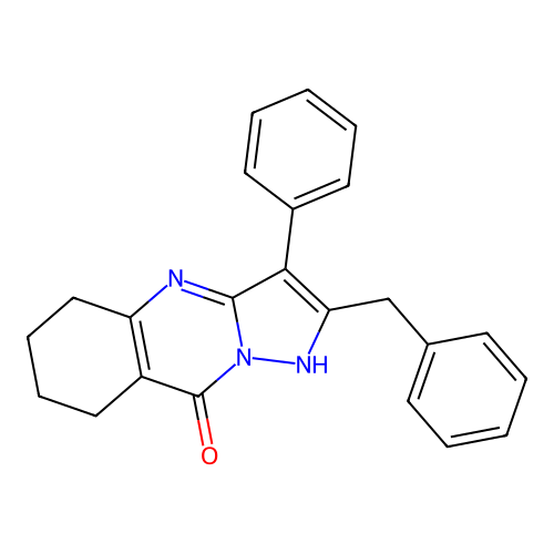 2-benzyl-3-phenyl-5,6,7,8-tetrahydropyrazolo[5,1-b]quinazolin-9(4H)-one structure